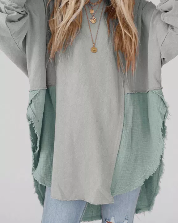 Crinkle High/Low Oversized Blouse