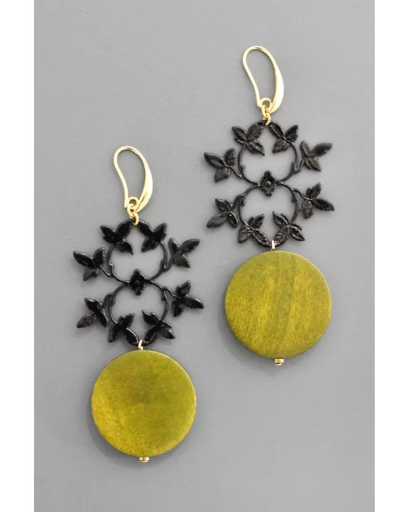 Green and black earrings