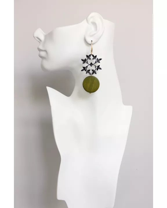 Green and black earrings