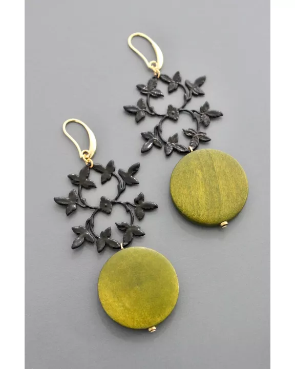 Green and black earrings