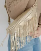 Charlie Metallic Removable Fringe Western Style Vegan Suede Bum Sling Hip Bag
