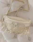 Charlie Metallic Removable Fringe Western Style Vegan Suede Bum Sling Hip Bag