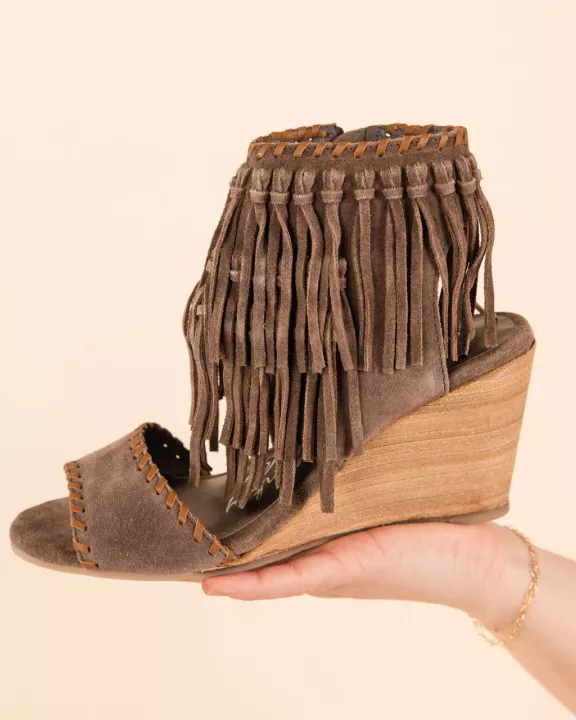 True Fringe Suede Wedge