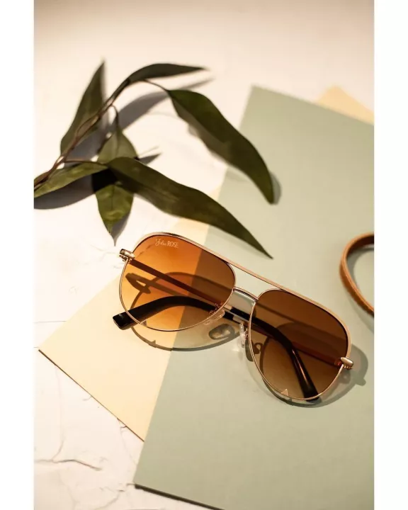 Ready to Ship | The Alex Gold / Caramel Tea - High Quality Unisex Aviator Sunglasses