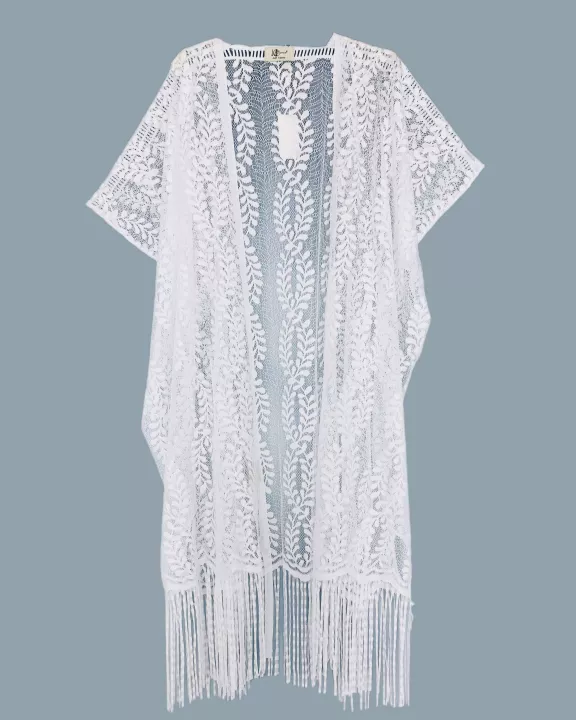 Lace Fern Fringe Kimono