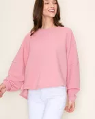 OVERSIZED SCOOP NECKLINE AND RAW TRIM KNIT TOP