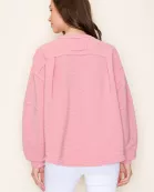 OVERSIZED SCOOP NECKLINE AND RAW TRIM KNIT TOP