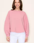OVERSIZED SCOOP NECKLINE AND RAW TRIM KNIT TOP