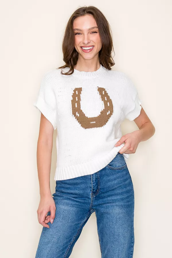 WESTERN HORSESHOE VEST SWEATER