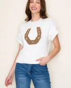 WESTERN HORSESHOE VEST SWEATER