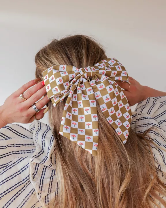 CHECKERED FLORAL MIDI BOW