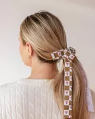 CHECKERED FLORAL SCALLOPED BOW