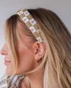 CHECKERED FLORAL PADDED HEADBAND