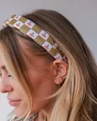 CHECKERED FLORAL PADDED HEADBAND