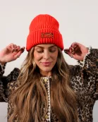 RED CHEETAH BEANIE
