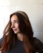 BROWN PLAID PADDED HEADBAND