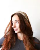 BROWN PLAID PADDED HEADBAND
