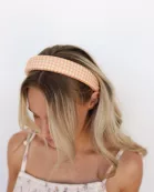 PINK PLAID PADDED HEADBAND