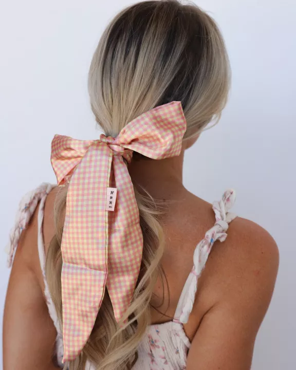 PINK PLAID HAIR SCARF