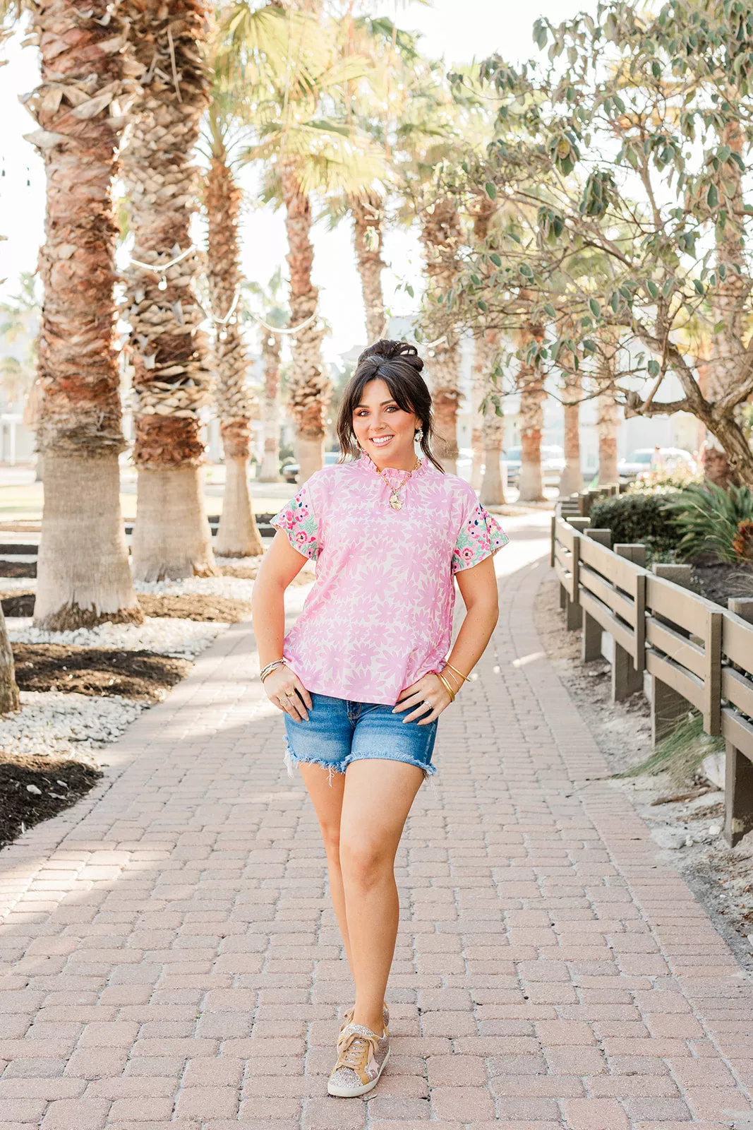 Hallie Top- Pink Floral