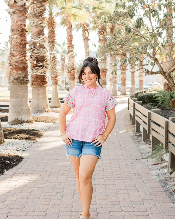 Hallie Top- Pink Floral
