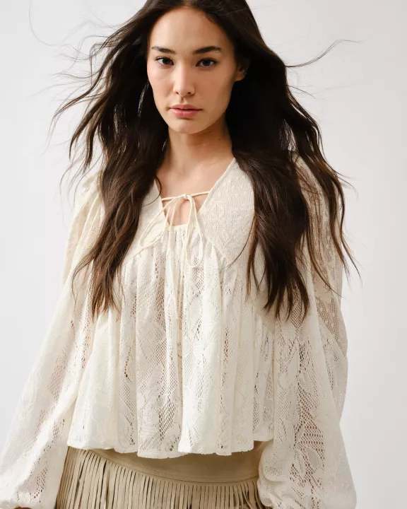 MAT3312 LACE BABYDOLL TOP W/LONG SLEEVE