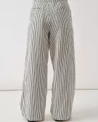 MAP3311 STRIPE WIDE LEG PANTS WITH ROPE BELT