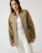 MAJ3276 VINTAGE WASHED BARN JACEKT WITH CORDUROY COLLAR