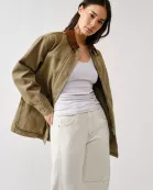 MAJ3276 VINTAGE WASHED BARN JACEKT WITH CORDUROY COLLAR