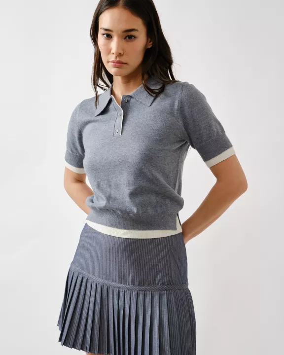 MAS3275 CONTRAST EDGE POLO SWEATER W/SHORT SLEEVE