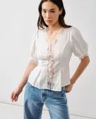 MAT3272 LACE EMBROIDERED PEPLUM BLOUSE
