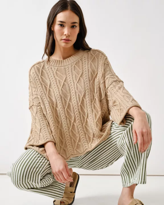 MAS3269 OVERSIZE WASHED CABLE SWEATER