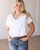 V NECK BUBBLE TEE - CORE COLORS