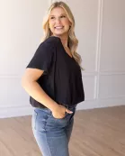 V NECK BUBBLE TEE - CORE COLORS