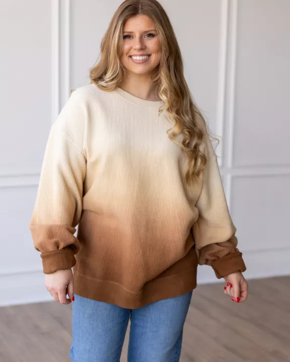 OMBRE CORDED CREWS- EGGNOG/TOFFEE