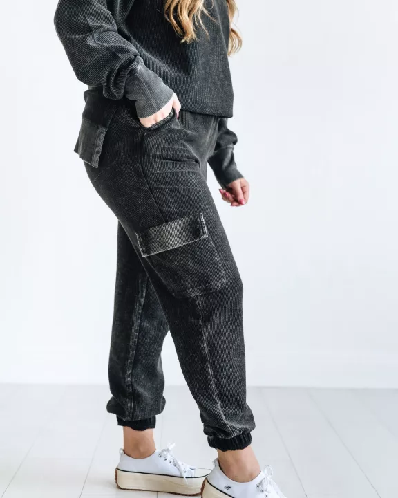 CORDED JOGGER - WASHED BLACK - INSTOCK