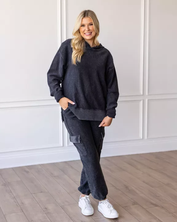 CORDED JOGGER - WASHED BLACK - INSTOCK
