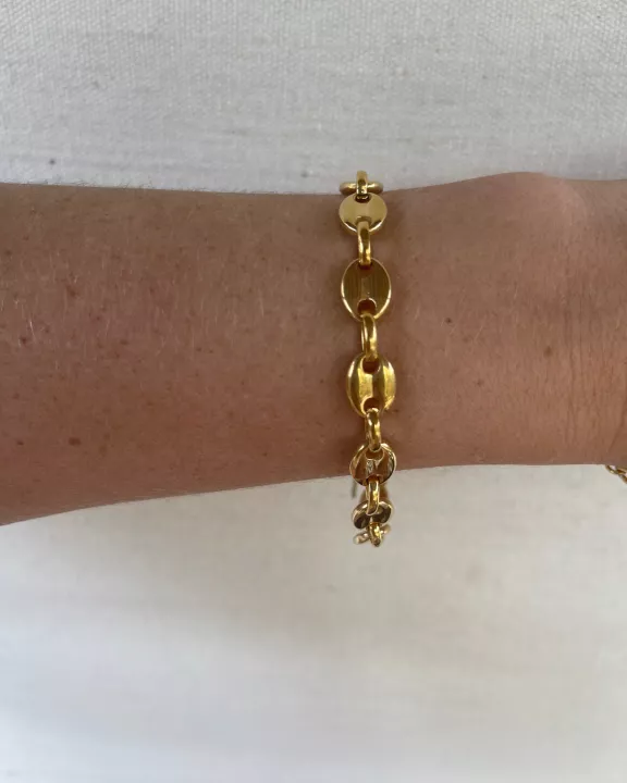 Coffee Bean 18k Gold Plate Bracelet