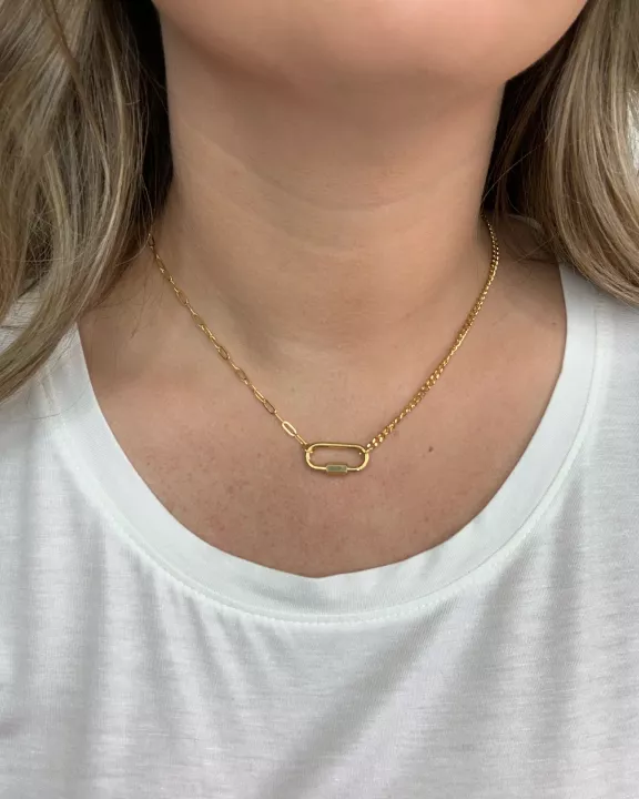 Carabiner 18k Gold Plate Necklace