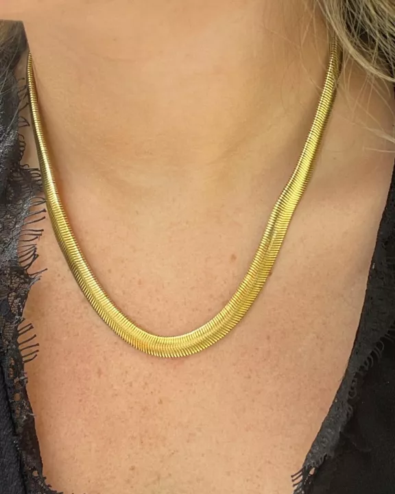 So Nineties Waterproof Stainless Flat Snake Necklace