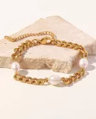 Pearl 18k Gold Plated Chunky Bracelet