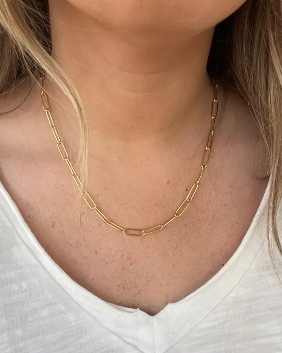 18k Gold Plate Medium Paper Clip Necklace
