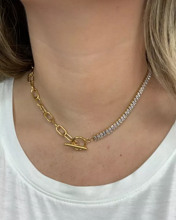 Diana CZ and 18k Gold Plate Necklace