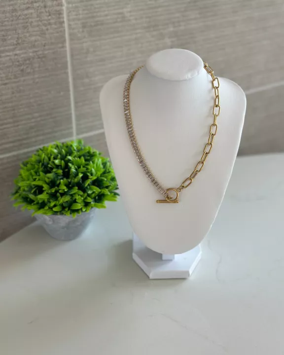 Diana CZ and 18k Gold Plate Necklace