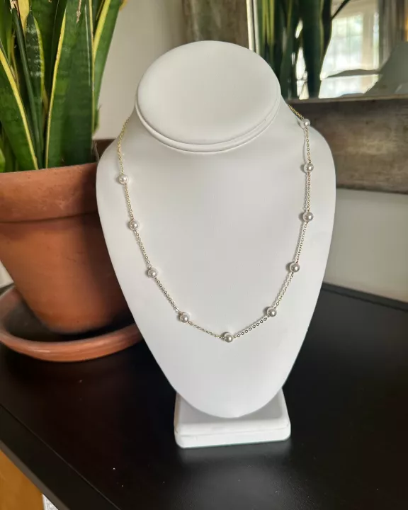 Natural Pearl Necklace with Gold Chain
