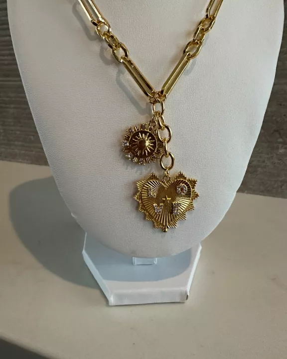Sun and Heart Pendant Necklace