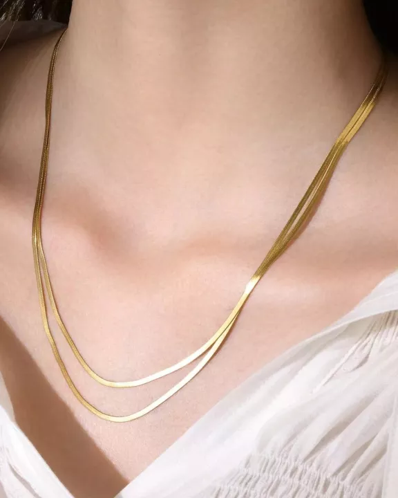 Double Layer Snake 18k Gold Plated Necklace