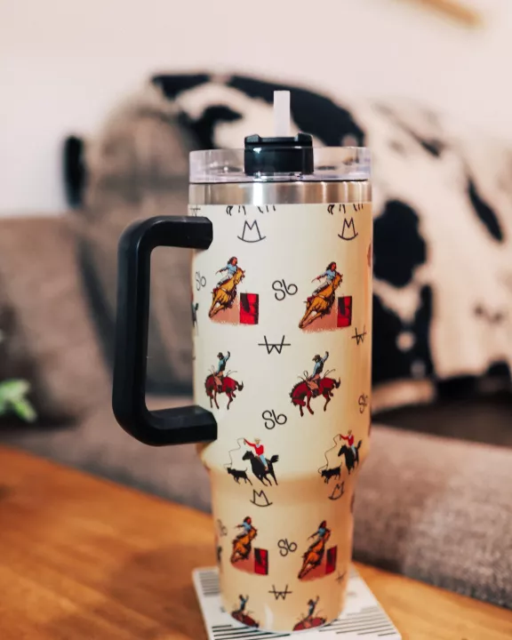 Vintage Cowboy Tumbler with Handle