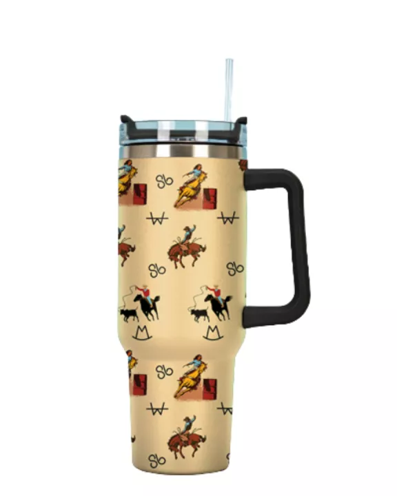 Vintage Cowboy Tumbler with Handle