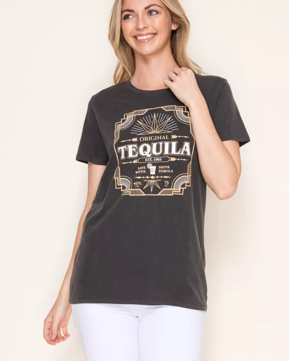 Premium wash tequila graphic top